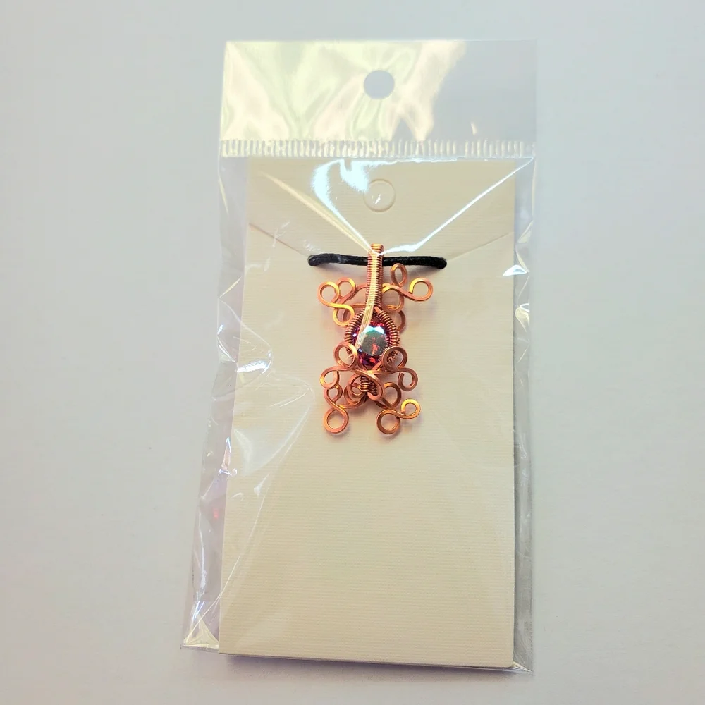 Electroplated cubic zirconia wire wrap necklace